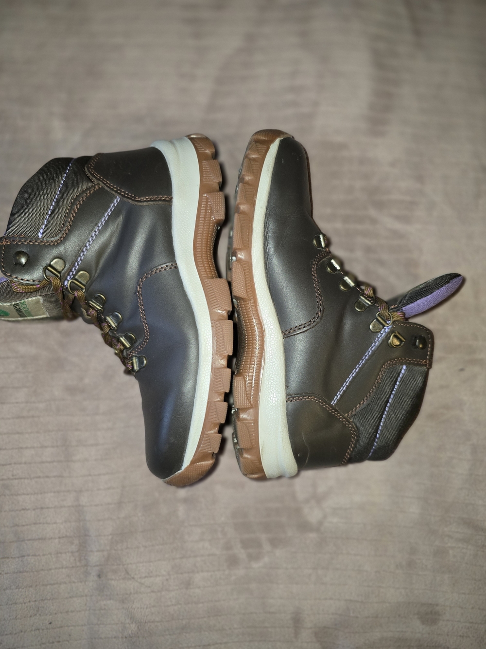 ANDREA FENZI Dark Brown Leather Boots with Tan Outsole and White Midsole
